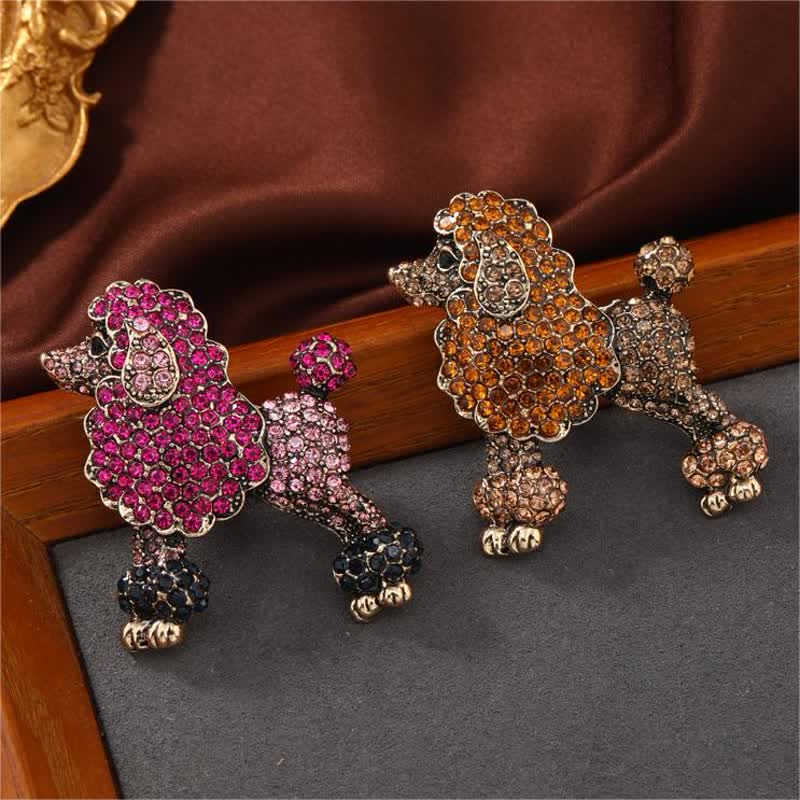 Women's Rhinestone Poodle Dog Brooch - image 2