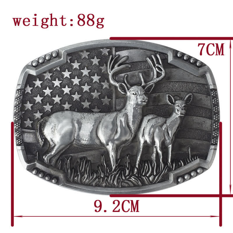 Men's DIY Deer Hunter American Flag Buckle Leather Belt - image 5