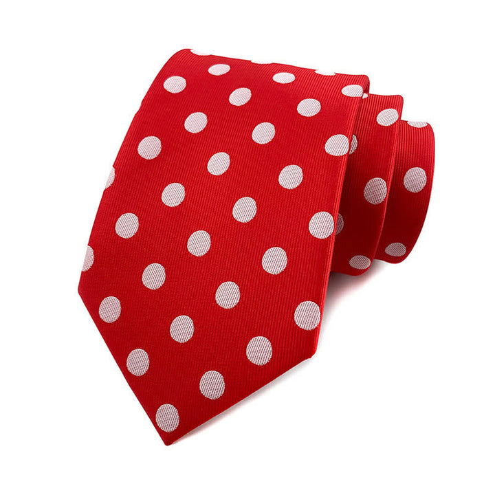 Men's Polka Dots Necktie - Medium Dots - Red & White - image 19