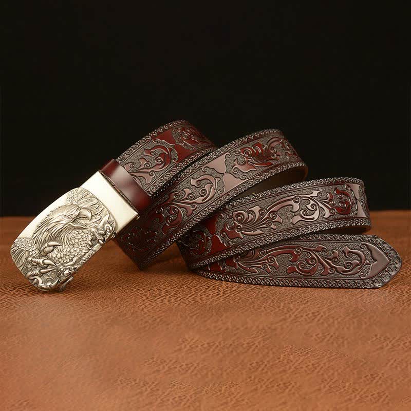 Men's Eagle Buckle Genuine Leather Embossing Belt - image 19