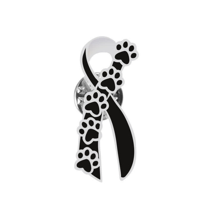 Women's Puppy Pawprint Ribbon Brooch - Black & White - image 5