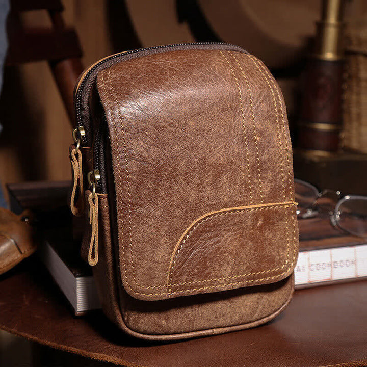Travel Zipper Magnetic Snap Nubuck Leather Belt Bag - image 1