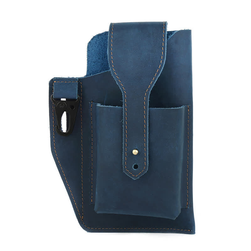 Minimalist Phone Crazy Horse Leather Belt Bag - Blue - image 22