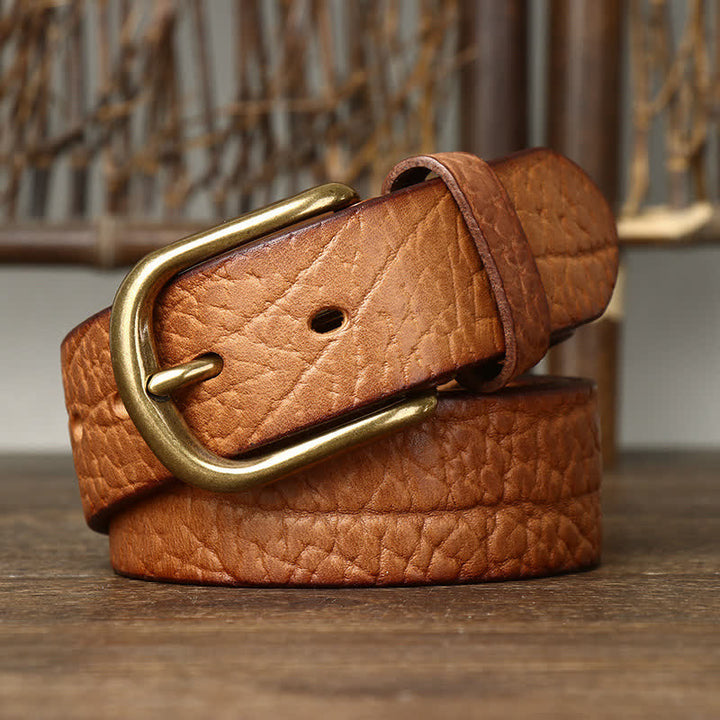 Men's Embossed Bison Skin Pattern Leather Belt - image 10
