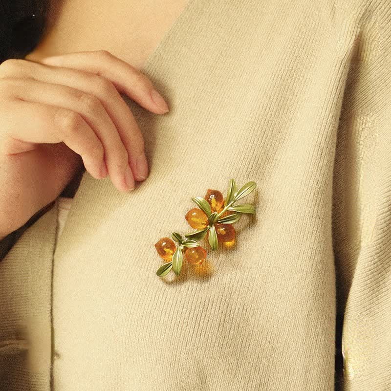 Women's Pastoral Orange Fruit Berry Brooch - image 1