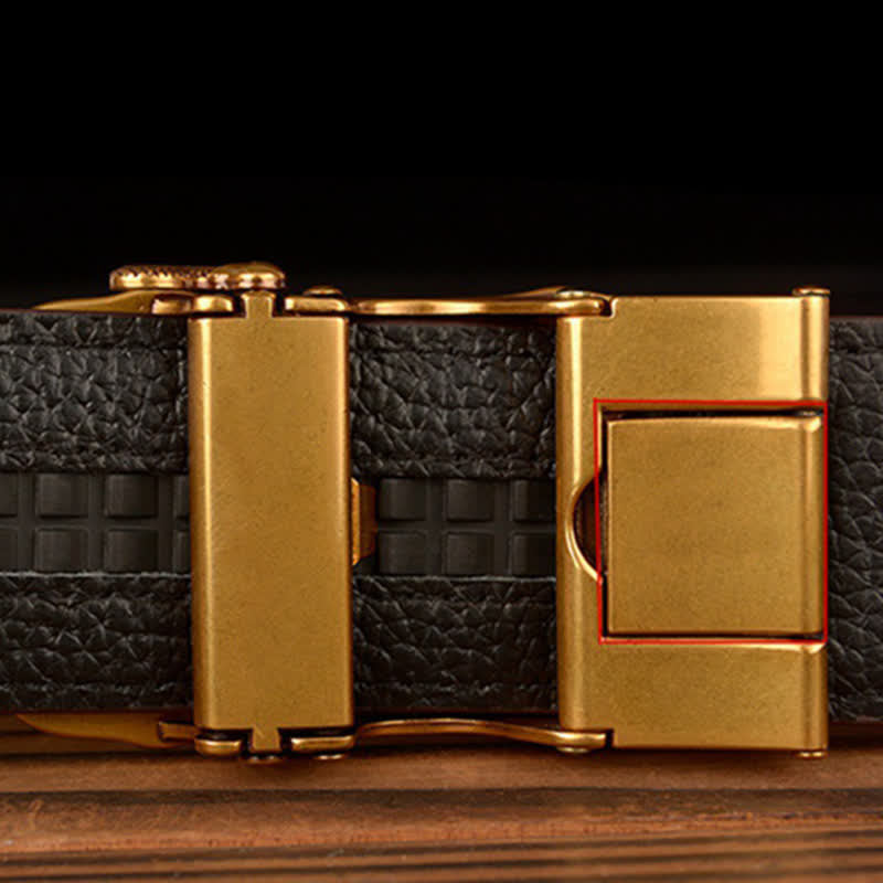 Men's Pack Of Wolves Crocodile Pattern Leather Belt - image 3