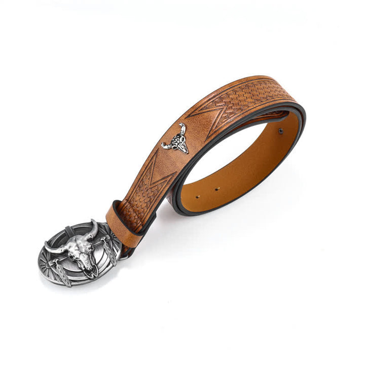Men's Engraved Mad Bull Leather Belt - image 6