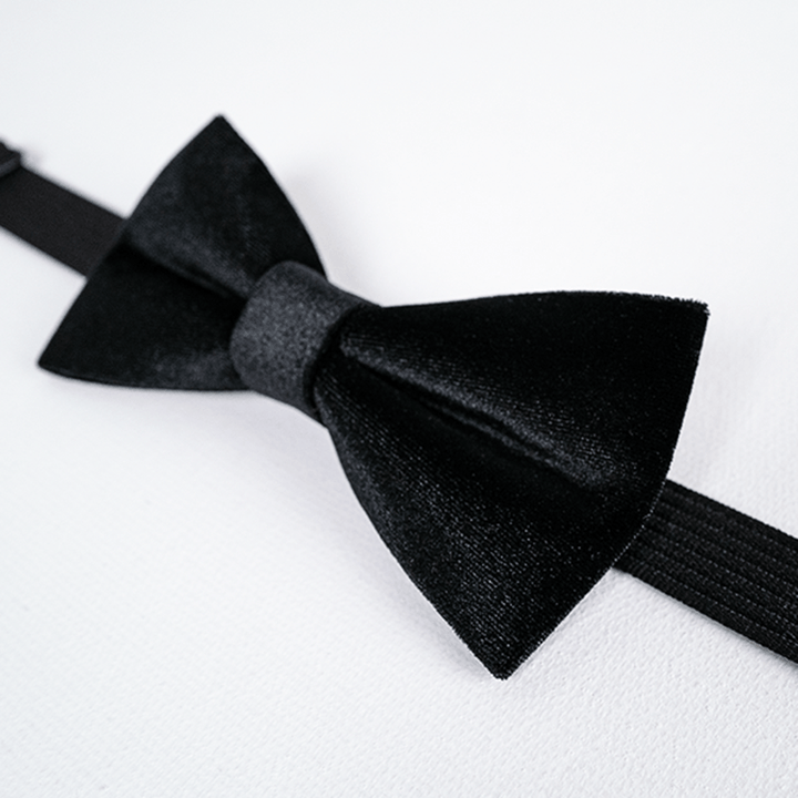 Men's Obsidian Black Solid Color Velvet Bow Tie - image 4