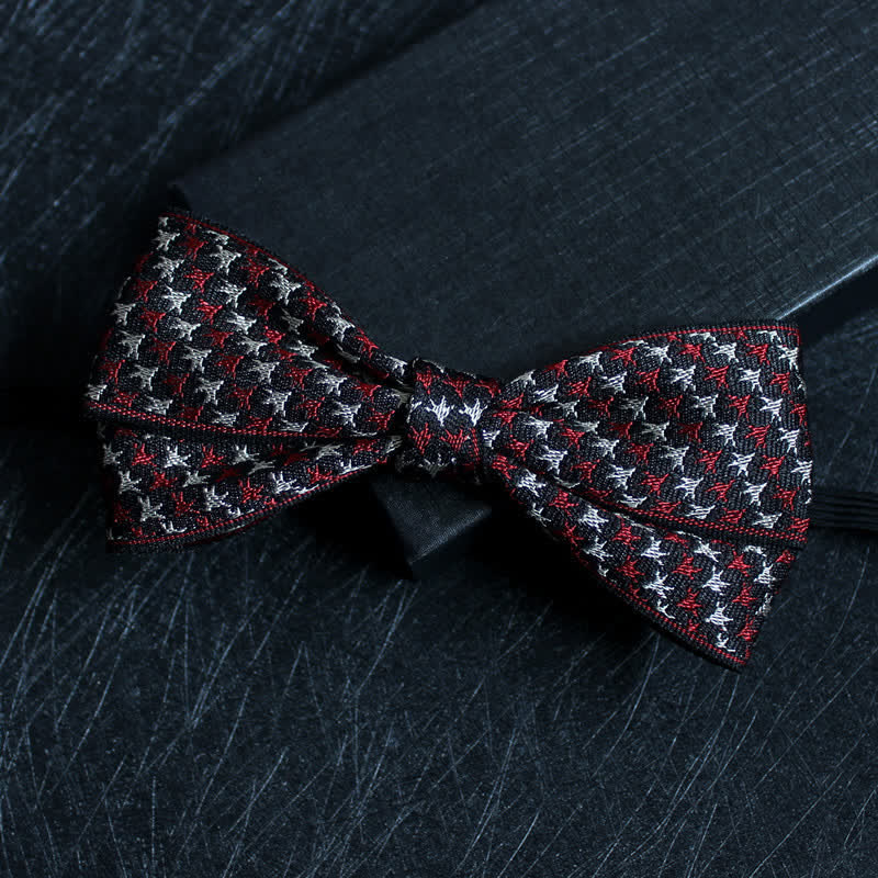 Men's Abstract Pattern Double Layers Bow Tie - Style #17 - image 18