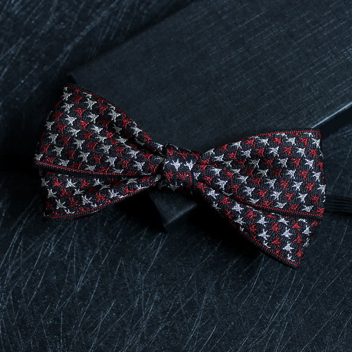 Men's Abstract Pattern Double Layers Bow Tie - Style #17 - image 18
