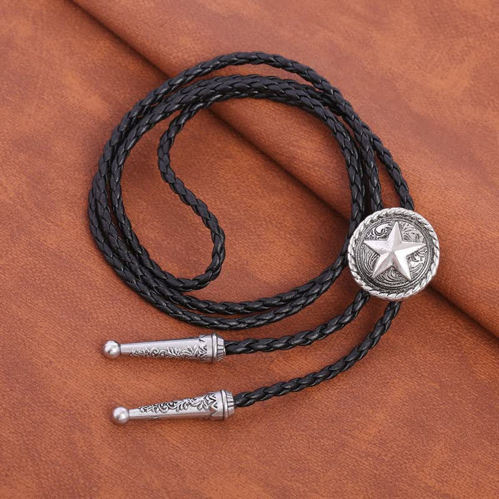 Five-Pointed Star Braided Leather Cord Bolo Tie - image 8