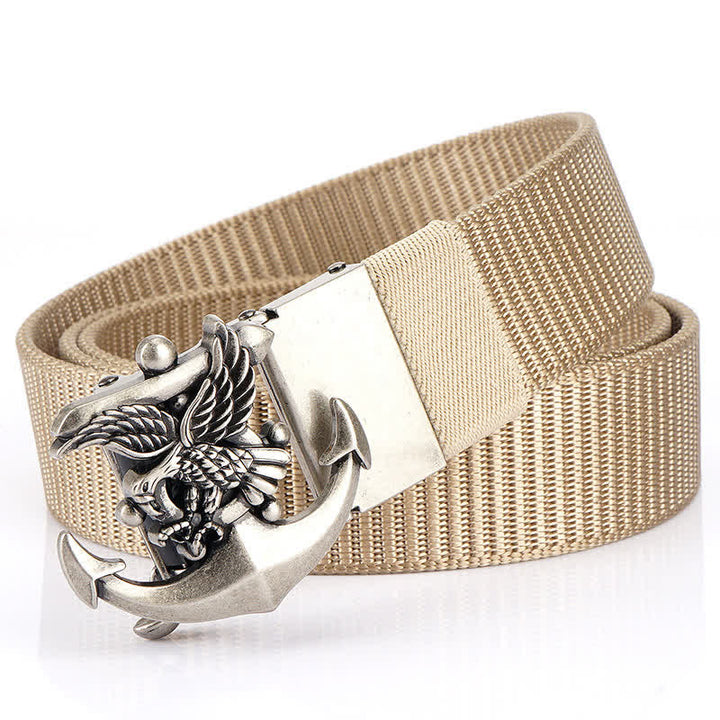 Men's Eagle Anchor Nylon Belt - Beige / Silver - 48" - image 22