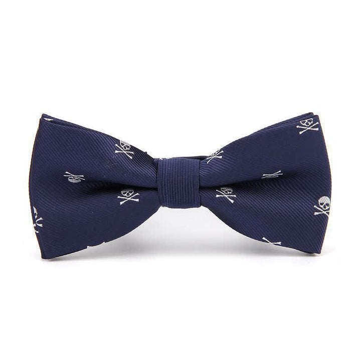 Men's Halloween Skeleton Cross Bones Bow Tie - Navy - image 5