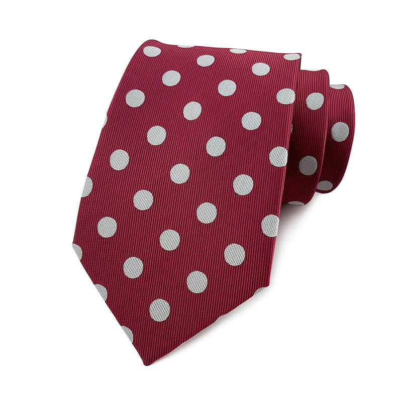 Men's Polka Dots Necktie - Medium Dots - Burgundy & White - image 27
