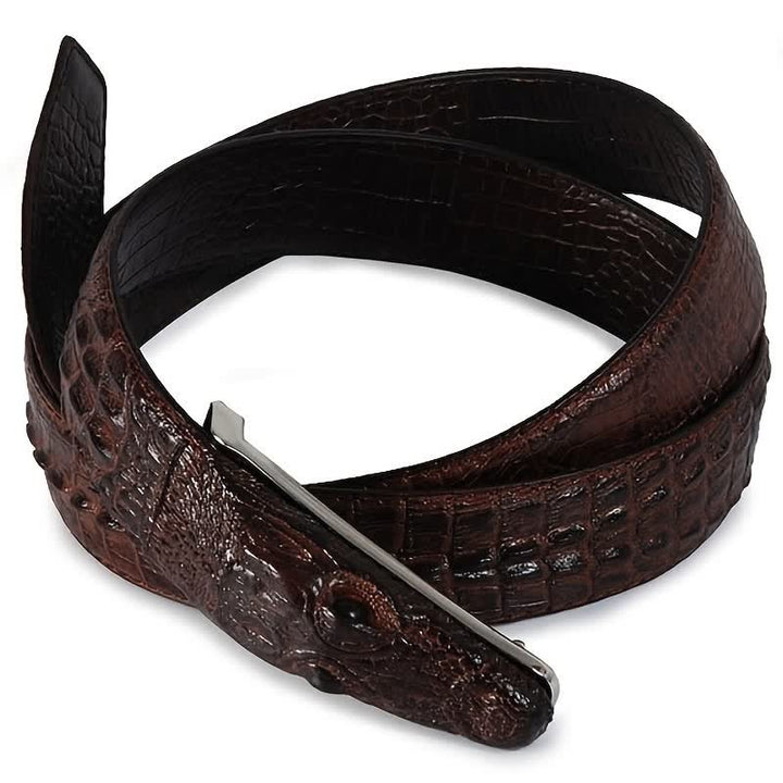 Men's Lifelike Crocodile Head Buckle Leather Belt - image 11