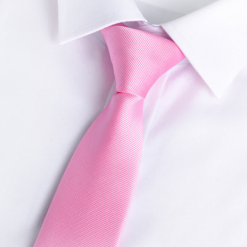 Men's Solid Color Zipper Tie Adjustable Necktie - Pink - image 14
