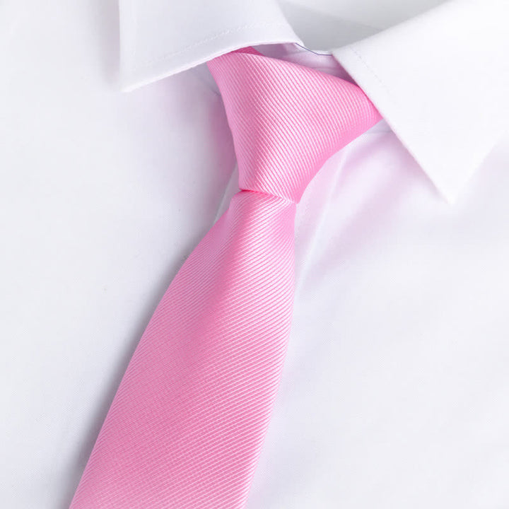 Men's Solid Color Zipper Tie Adjustable Necktie - Pink - image 14