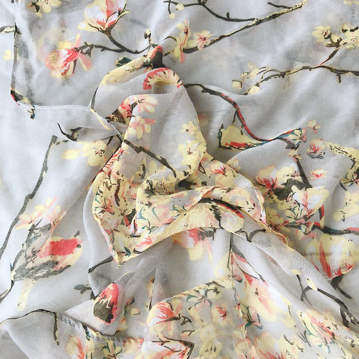 Women's Lightweight Blooming Floral Birds Scarf - image 11