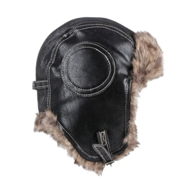 Soft Fluffy Ear Protection Imitation Leather Trapper Hat - image 2