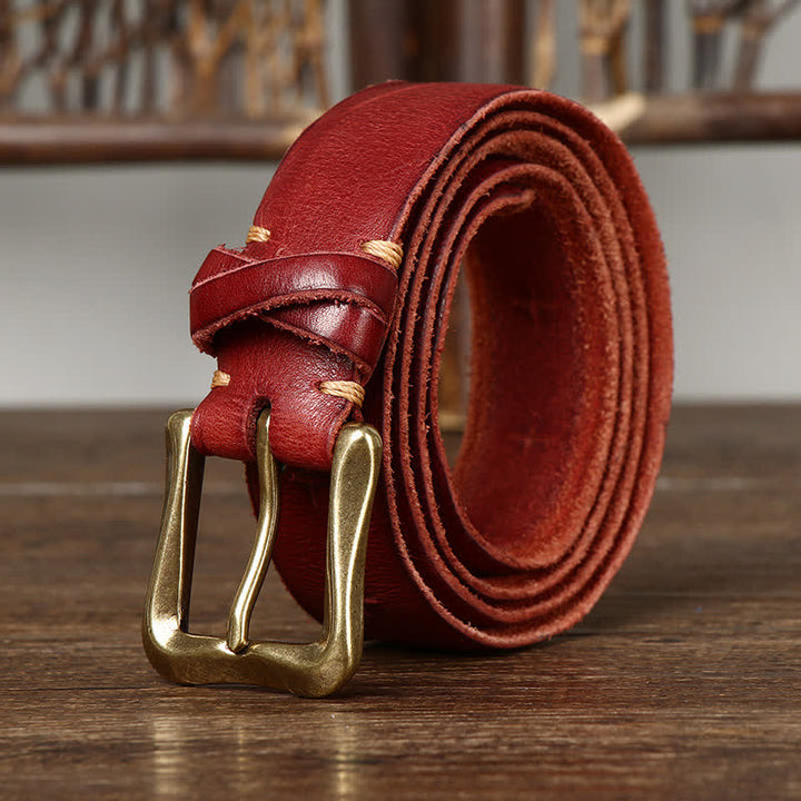 Men's Vintage Carving Crack Leather Belt - image 12