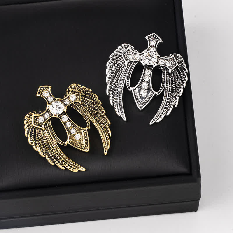 Men's Soar In Faith Wings Cross Brooch - image 1