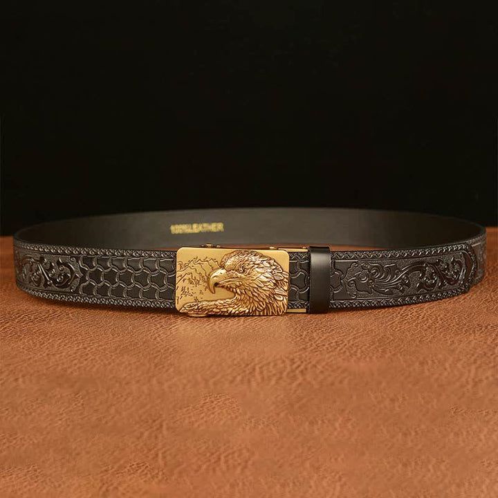 Men's Eagle Head Carved Leather Belt - image 13