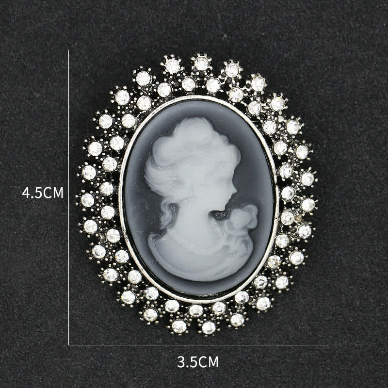 Women's Oval Cameo Beauty Victorian Brooch - Silver - image 3