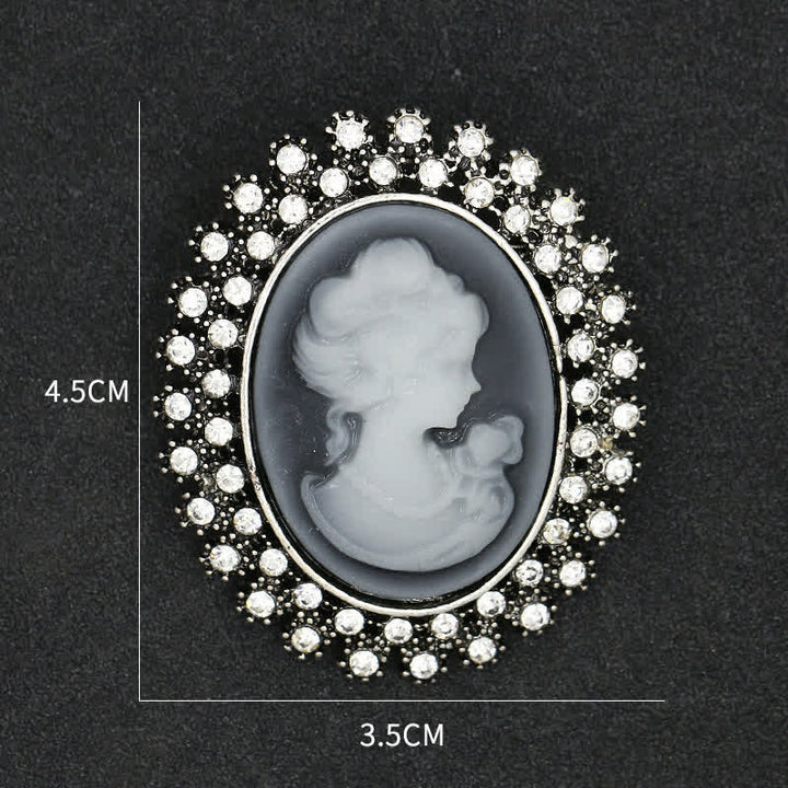 Women's Oval Cameo Beauty Victorian Brooch - Silver - image 3