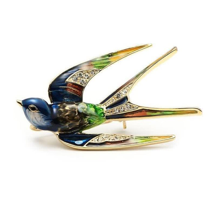 Women's Cute Enamel Swallow Brooch - Green - image 5