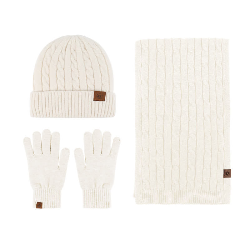 3Pcs Unisex Warm Hat Scarf Gloves Set - Ivory - Adjustable (21 1/4"-22 7/8") - image 19