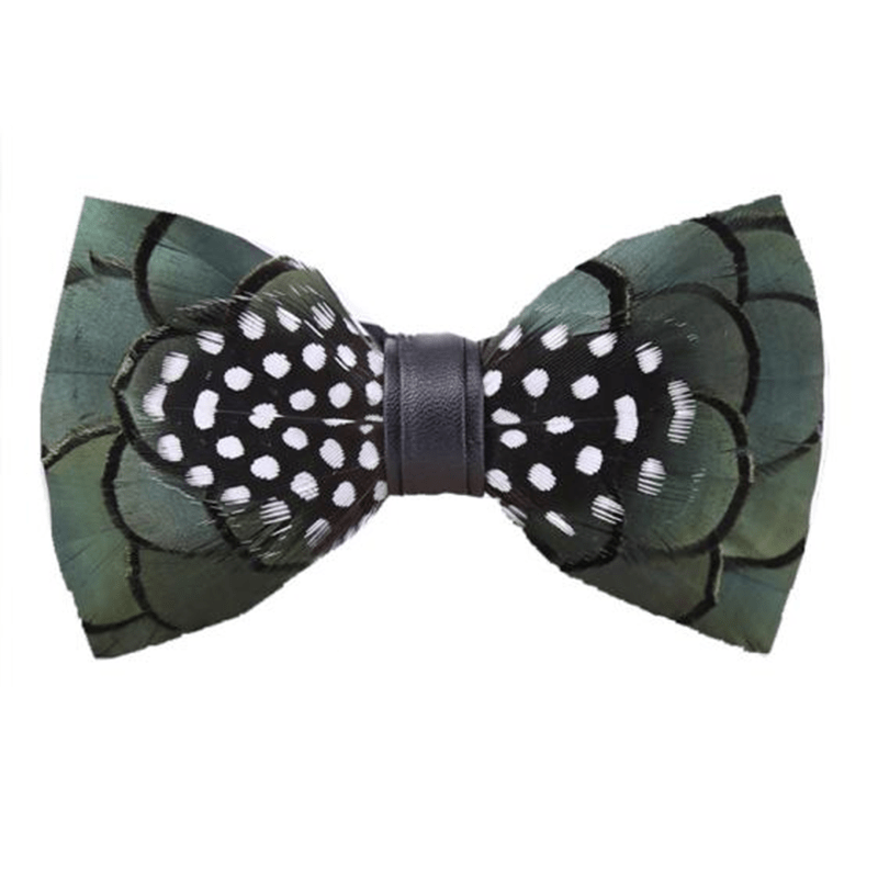 Kid's Chic Dark Green Feather Bow Tie with Lapel Pin - Adult - image 1