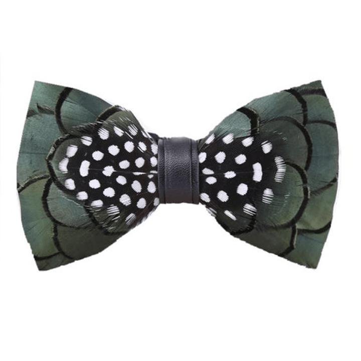 Kid's Chic Dark Green Feather Bow Tie with Lapel Pin - Adult - image 1