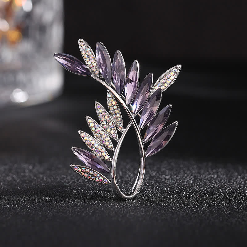 Women's Olive Branch Crystal Brooch - Violet - image 5