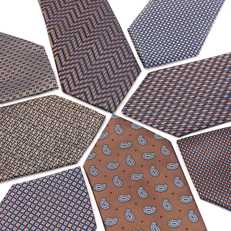 Men's Coffee Brown Series Micro Checks Necktie - image 1