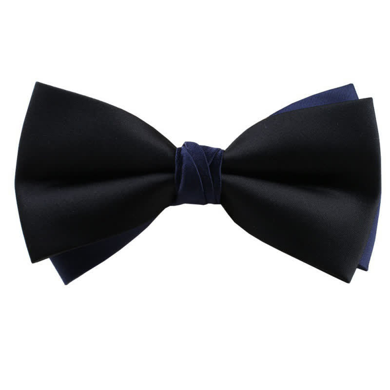 Men's Asymmetrical Two Tone Bow Tie - Black & Navy - image 16