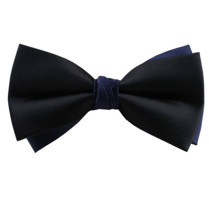 Men's Asymmetrical Two Tone Bow Tie - Black & Navy - image 16