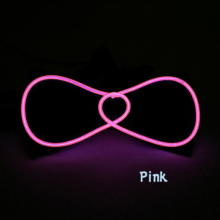 Flashing Round LED Glowing Bow Tie - Pink - image 7