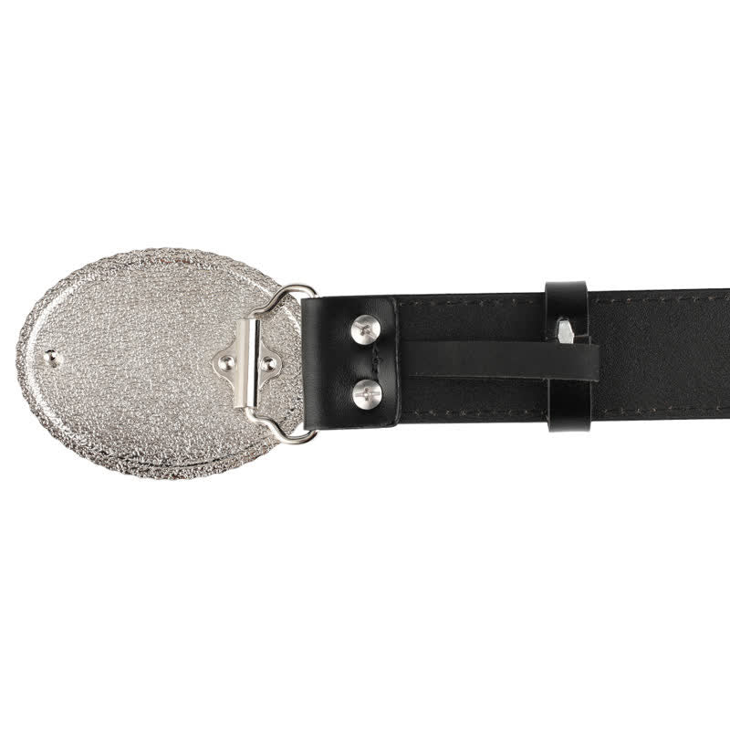 Men's Engarved Feather Bull Jeans Leather Belt - image 6
