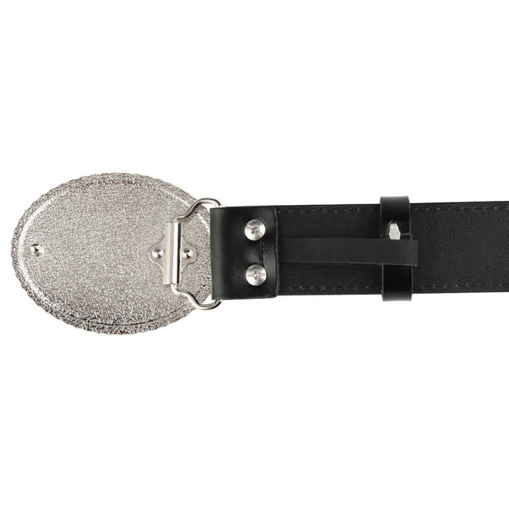 Men's Engarved Feather Bull Jeans Leather Belt - image 6