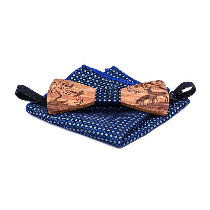 3Pcs Men's Fancy Christmas Elk Wooden Bow Tie Set - image 6
