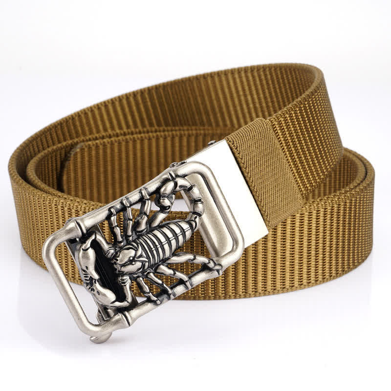 Men's King Scorpion Simple Nylon Belt - Khaki / Silver - 48" - image 18
