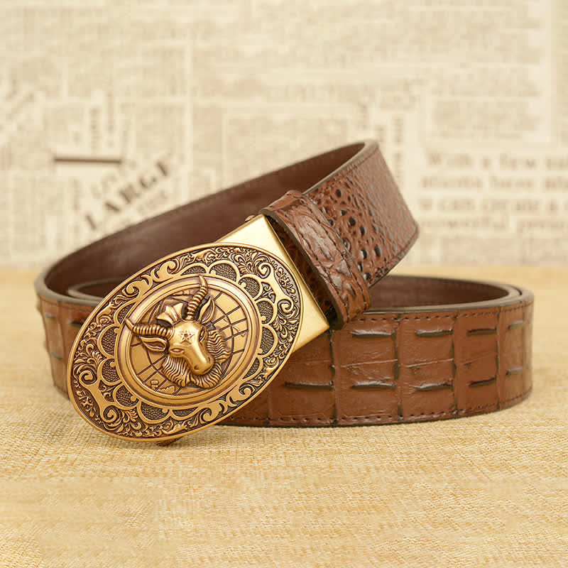 Men's Wild Goat Alligator Pattern Leather Belt - image 13