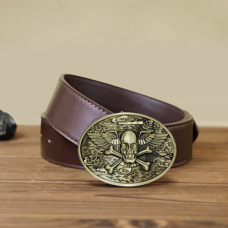 Men's DIY Skull Angel Creative Beer Holder Buckle Leather Belt - Bronze - Brown PU Belt (40) - image 17