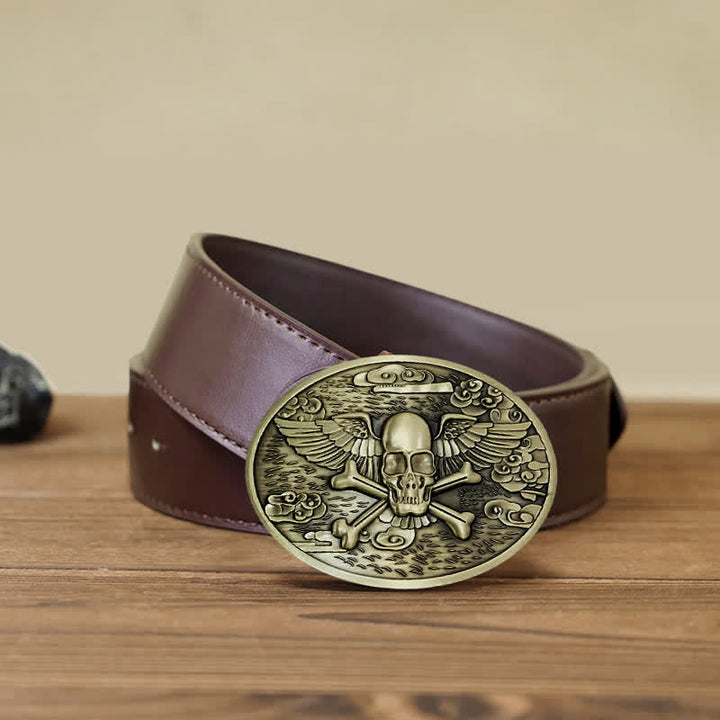 Men's DIY Skull Angel Creative Beer Holder Buckle Leather Belt - Bronze - Brown PU Belt (40) - image 17