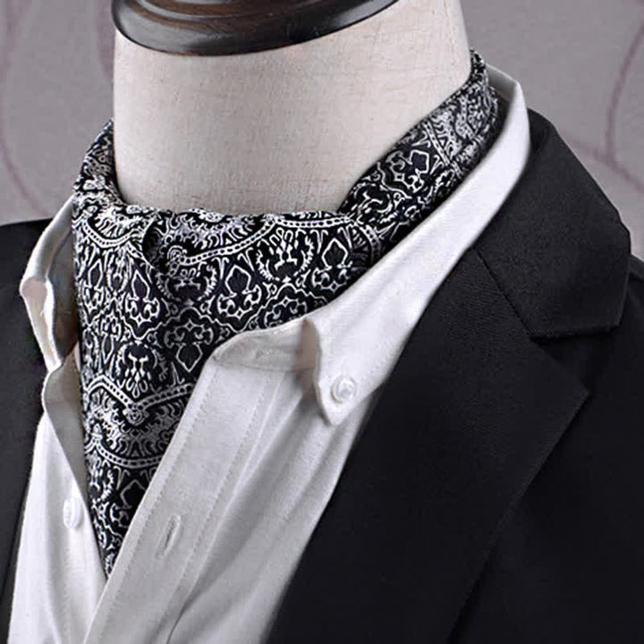 Black & White Exotic Geometric Texture Cravat - Black & White - image 0