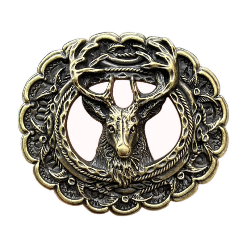 Men's DIY Hollow 3D Elk Antler Buckle Leather Belt - Antique Bronze - Without Belt - image 3