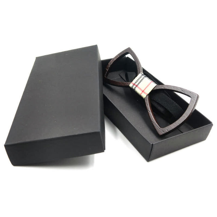 Men's Dark Hollow Glasses Wooden Bow Tie Set - image 4