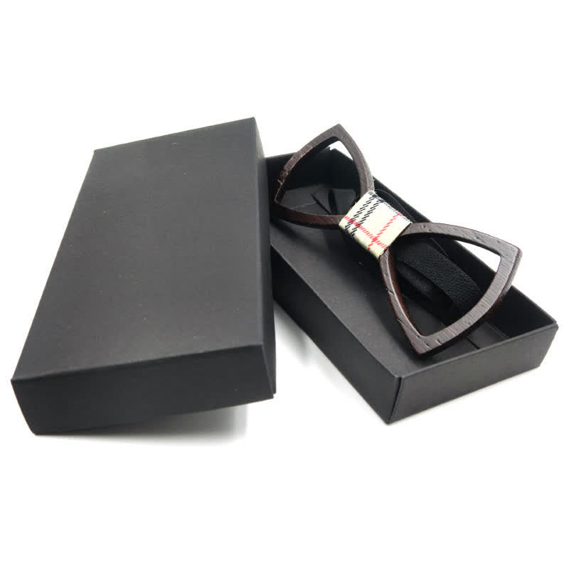 Men's Dark Hollow Glasses Wooden Bow Tie Set - image 4