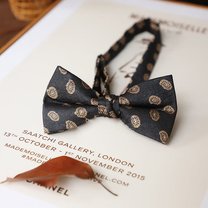 Men's Delicate Vintage Plain Bow Tie - Navy Geometry - image 2
