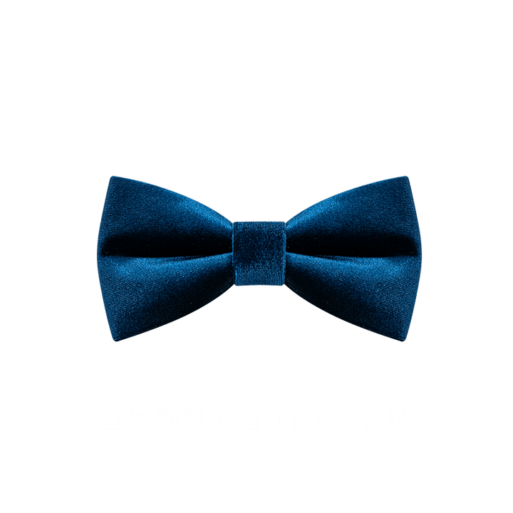Men's Prussian Blue Solid Color Velvet Bow Tie - image 6
